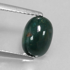 1.22캐럿 천연 점박이 그린 블러드스톤, 타원형 컷, 8.6×6.1 mm, 불투명체