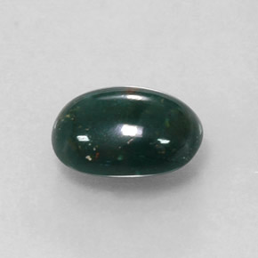 1.22캐럿 천연 점박이 그린 블러드스톤, 타원형 컷, 8.6×6.1 mm, 불투명체