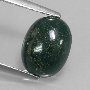 2.17캐럿 천연 점박이 그린 블러드스톤, 타원형 컷, 10×7.8 mm, 불투명체