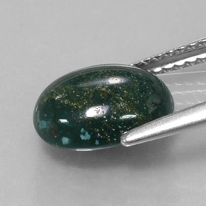 2.17캐럿 천연 점박이 그린 블러드스톤, 타원형 컷, 10×7.8 mm, 불투명체
