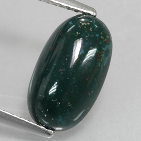 2.99캐럿 천연 점박이 그린 블러드스톤, 타원형 컷, 12.5×7.3 mm, 불투명체