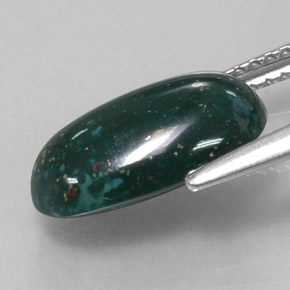 2.99캐럿 천연 점박이 그린 블러드스톤, 타원형 컷, 12.5×7.3 mm, 불투명체
