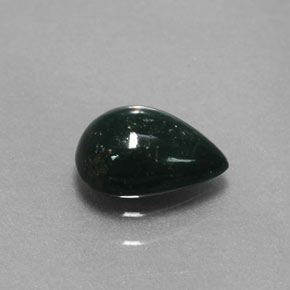 0.70캐럿 천연 점박이 그린 블러드스톤, 배 모양, 7.5×5.6 mm, 불투명체