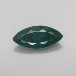 2.13캐럿 천연 점박이 그린 블러드스톤, 마퀴즈, 14.2×6.6 mm, 불투명체