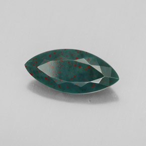 2.13캐럿 천연 점박이 그린 블러드스톤, 마퀴즈, 14.2×6.6 mm, 불투명체
