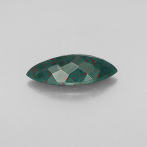 2.13캐럿 천연 점박이 그린 블러드스톤, 마퀴즈, 14.2×6.6 mm, 불투명체