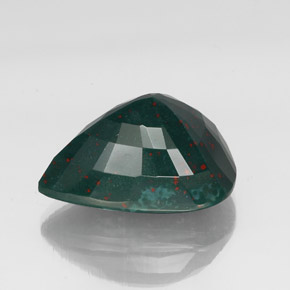 36.94캐럿 천연 점박이 그린 블러드스톤, 배 모양, 25.9×19.2 mm, 불투명체