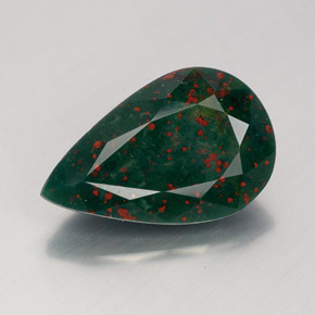 3.10캐럿 천연 점박이 그린 블러드스톤, 배 모양, 13.5×8.7 mm, 불투명체