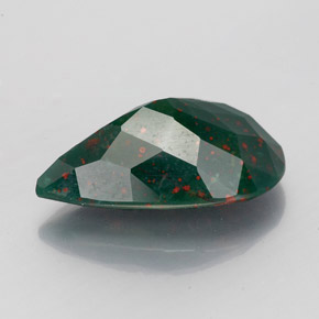 3.10캐럿 천연 점박이 그린 블러드스톤, 배 모양, 13.5×8.7 mm, 불투명체