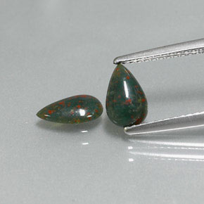캐럿 천연 점박이 그린 블러드스톤 보석, 배 모양, 7.8×4.9 mm, 불투명체
