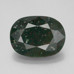 8.41캐럿 천연 점박이 그린 블러드스톤, 타원형 컷, 16.2×12.2 mm, 불투명체