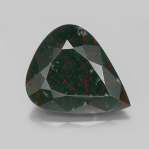 8.89캐럿 천연 점박이 그린 블러드스톤, 배 모양, 16.8×14 mm, 불투명체