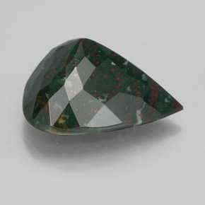 8.89캐럿 천연 점박이 그린 블러드스톤, 배 모양, 16.8×14 mm, 불투명체