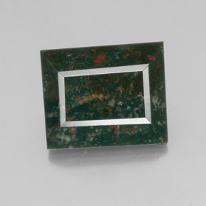 23.16캐럿 천연 점박이 그린 블러드스톤, 바게트, 19.1×15.9 mm, 불투명체