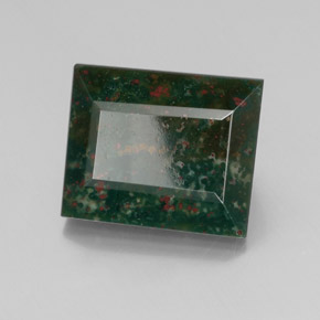 23.16캐럿 천연 점박이 그린 블러드스톤, 바게트, 19.1×15.9 mm, 불투명체