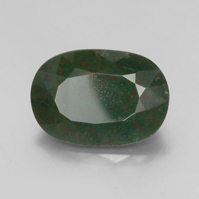 13.32캐럿 천연 점박이 그린 블러드스톤, 타원형 컷, 18.8×13.1 mm, 불투명체
