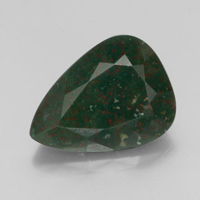 15.21캐럿 천연 점박이 그린 블러드스톤, 배 모양, 20.3×15 mm, 불투명체