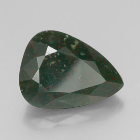 15.21캐럿 천연 점박이 그린 블러드스톤, 배 모양, 20.3×15 mm, 불투명체