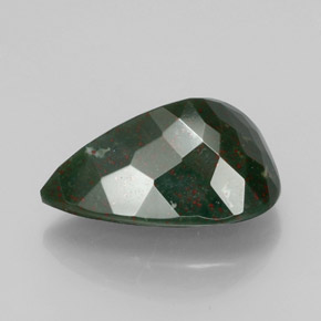 15.21캐럿 천연 점박이 그린 블러드스톤, 배 모양, 20.3×15 mm, 불투명체