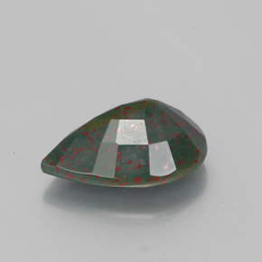 1.86캐럿 천연 점박이 그린 블러드스톤, 배 모양, 10.5×7.7 mm, 불투명체
