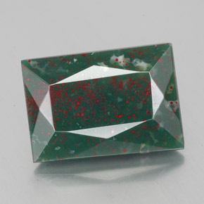 4.82캐럿 천연 점박이 그린 블러드스톤, 바게트, 12.8×9 mm, 불투명체