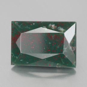 4.82캐럿 천연 점박이 그린 블러드스톤, 바게트, 12.8×9 mm, 불투명체