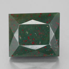 4.91캐럿 천연 점박이 그린 블러드스톤, 바게트, 10.7×9.1 mm, 불투명체