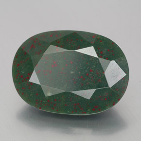 7.00캐럿 천연 점박이 그린 블러드스톤, 타원형 컷, 14.5×11.1 mm, 불투명체