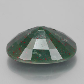 7.00캐럿 천연 점박이 그린 블러드스톤, 타원형 컷, 14.5×11.1 mm, 불투명체
