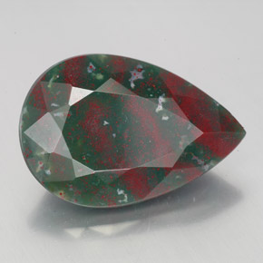 7.95캐럿 천연 점박이 그린 블러드스톤, 배 모양, 17.8×12 mm, 불투명체