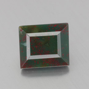 1.23캐럿 천연 점박이 그린 블러드스톤, 바게트, 7×6 mm, 불투명체