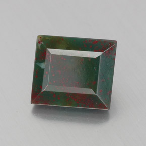 1.23캐럿 천연 점박이 그린 블러드스톤, 바게트, 7×6 mm, 불투명체