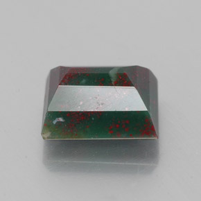 1.23캐럿 천연 점박이 그린 블러드스톤, 바게트, 7×6 mm, 불투명체