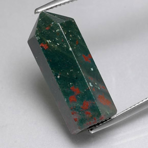 17.51캐럿 천연 점박이 그린 블러드스톤, 멋진 모양, 23.6×9.9 mm, 불투명체