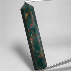 15.50캐럿 천연 점박이 그린 블러드스톤, 멋진 모양, 36.8×7.2 mm, 불투명체
