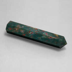 15.50캐럿 천연 점박이 그린 블러드스톤, 멋진 모양, 36.8×7.2 mm, 불투명체