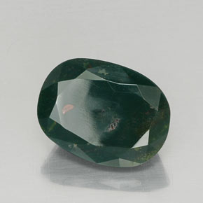 7.77캐럿 천연 점박이 그린 블러드스톤, 타원형 컷, 14.7×10.9 mm, 불투명체