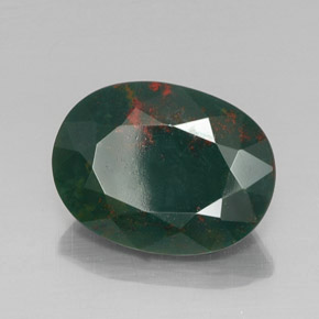11.22캐럿 천연 점박이 그린 블러드스톤, 타원형 컷, 17.5×13.1 mm, 불투명체