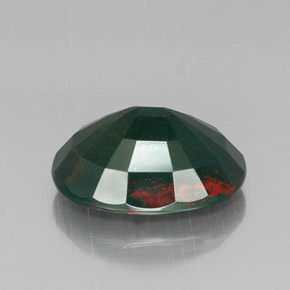 11.22캐럿 천연 점박이 그린 블러드스톤, 타원형 컷, 17.5×13.1 mm, 불투명체