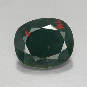 8.85캐럿 천연 점박이 그린 블러드스톤, 타원형 컷, 16.2×13.7 mm, 불투명체