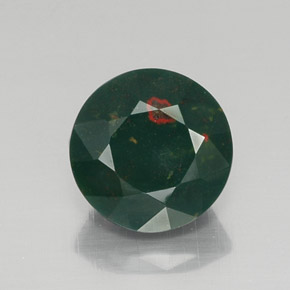 6.91캐럿 천연 점박이 그린 블러드스톤, 라운드 컷, 12.20 mm, 불투명체