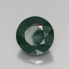 6.91캐럿 천연 점박이 그린 블러드스톤, 라운드 컷, 12.20 mm, 불투명체