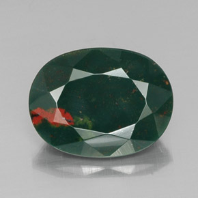 9.15캐럿 천연 점박이 그린 블러드스톤, 타원형 컷, 16.1×12.3 mm, 불투명체