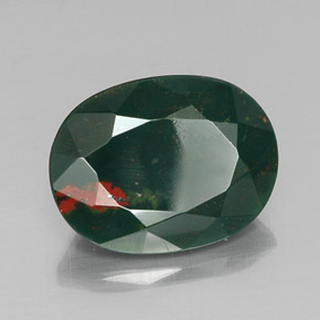9.15캐럿 천연 점박이 그린 블러드스톤, 타원형 컷, 16.1×12.3 mm, 불투명체