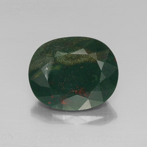 11.22캐럿 천연 점박이 그린 블러드스톤, 타원형 컷, 16.7×13.6 mm, 불투명체