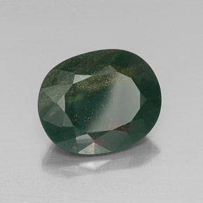 11.22캐럿 천연 점박이 그린 블러드스톤, 타원형 컷, 16.7×13.6 mm, 불투명체