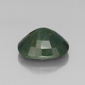 11.22캐럿 천연 점박이 그린 블러드스톤, 타원형 컷, 16.7×13.6 mm, 불투명체