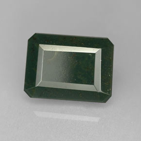 2.72캐럿 천연 점박이 그린 블러드스톤, 에메랄드 컷, 9.8×7.4 mm, 불투명체