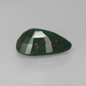 3.34캐럿 천연 점박이 그린 블러드스톤, 배 모양, 13×8.3 mm, 불투명체
