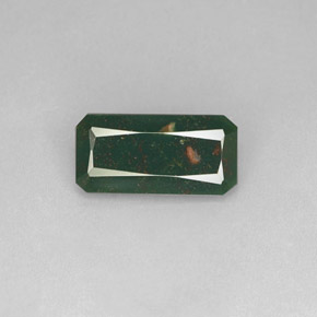 2.97캐럿 천연 점박이 그린 블러드스톤, 에메랄드 컷, 14×7 mm, 불투명체